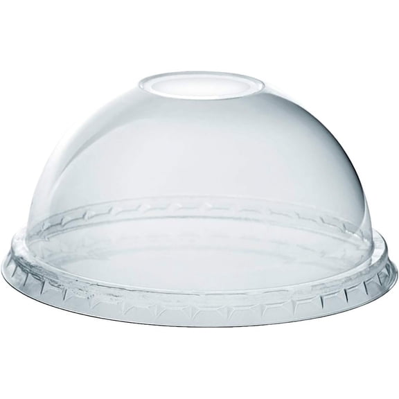 GUSTO Plastic Dome Lids Clear with Straw Slot for 12, 16, 20 & 24 oz. Milkshake Coffee Cups, 100-Pack
