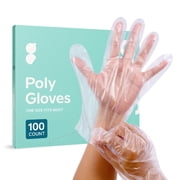 GUSTO Poly Plastic Gloves Disposable Latex Free Food Prep Gloves, 100-Pack
