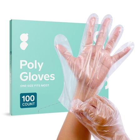 GUSTO Poly Plastic Gloves Disposable Latex Free Food Prep Gloves, 100-Pack
