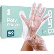 GUSTO Poly Plastic Gloves Disposable Latex Free Food Prep Gloves, 500-Pack