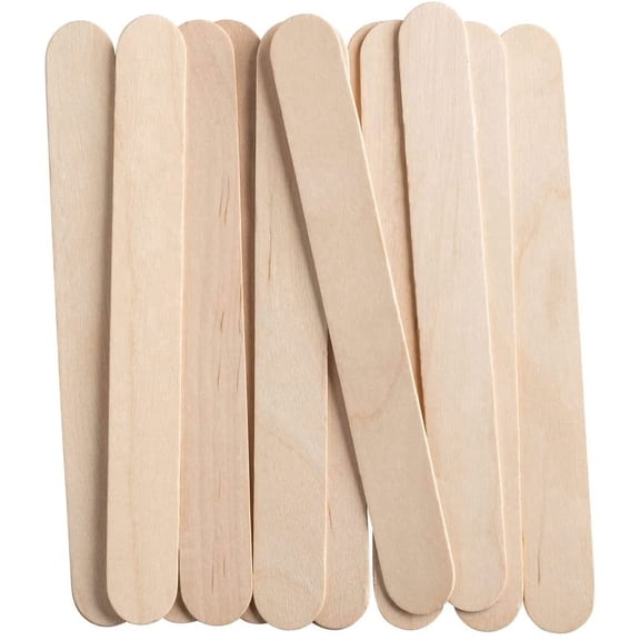 GUSTO 6" Jumbo Wooden Craft Sticks, Natural Wood Color Popsicle Sticks, Wax Sticks, Multi-Purpose for Crafts, DIY Projects & Personal Care Use, 100 count