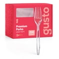 thumbnail image 1 of GUSTO Premium Clear Plastic Forks Heavy Duty Disposable Silverware, 200-Pack, 1 of 8