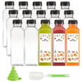 GUSTO Reusable Plastic Juice Bottles with Caps, Labels, Brush, and ...