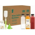thumbnail image 1 of GUSTO Reusable Plastic Juice Bottles with Caps, Labels, Brush, and Silicone Funnel, 8 oz, 15-Pack, 1 of 7