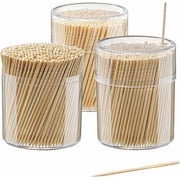 GUSTO Single-Point Bamboo Tooth Picks Wooden Toothpicks with Dispenser, 1500-Pack