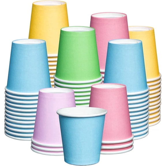 GUSTO 3 oz Small Paper Cups, Disposable Bathroom, Mouthwash and Rinse Cups, Assorted Colors, 300 Count