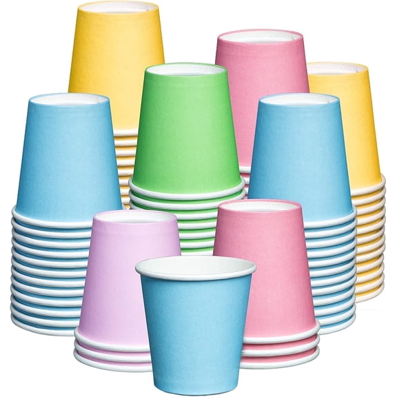 GUSTO 3 oz Small Paper Cups, Disposable Bathroom, Mouthwash and Rinse Cups, Assorted Colors, 300 Count