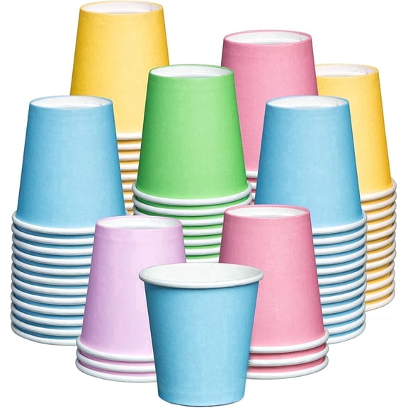 GUSTO 3 oz Small Paper Cups, Disposable Bathroom, Mouthwash and Rinse Cups, Assorted Colors, 300 Count