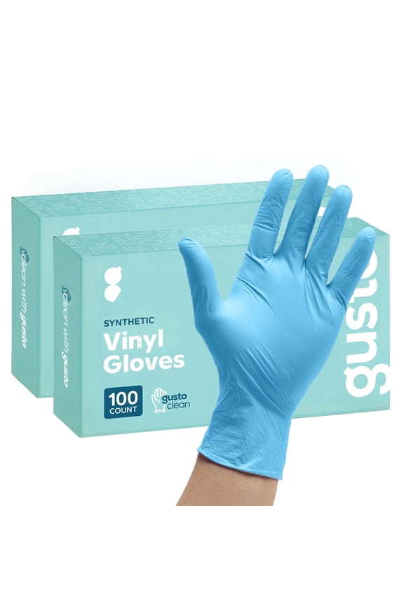 Synthetic Vinyl Gloves Disposable Latex Free Plastic Gloves, Medium 200-Pack