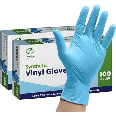 Comfy Package Synthetic Vinyl Gloves Disposable Latex Free Plastic Gloves, Medium 200-Pack