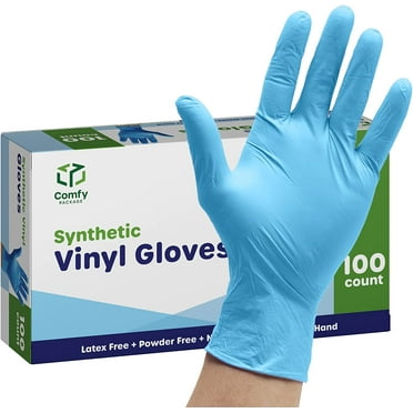 Comfy Package Synthetic Vinyl Gloves Disposable Latex Free Plastic Gloves, Small 100-Pack