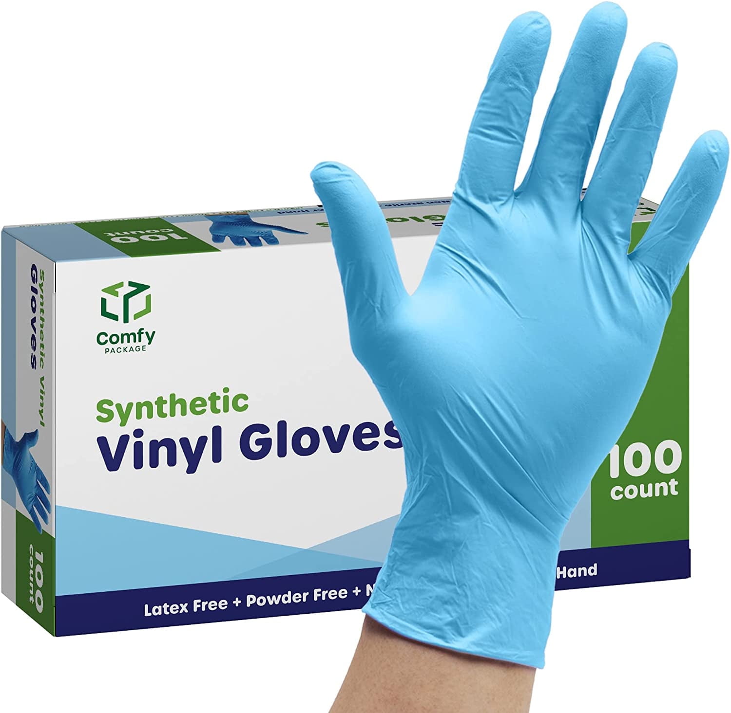 Comfy Package Synthetic Vinyl Gloves Disposable Latex Free Plastic Gloves, Small 100-Pack