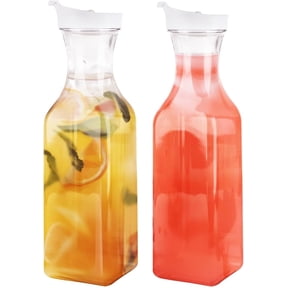 GUSTO Water Carafe with Flip Top Lid Plastic Pitcher Jug, 50 oz, 2-Pack