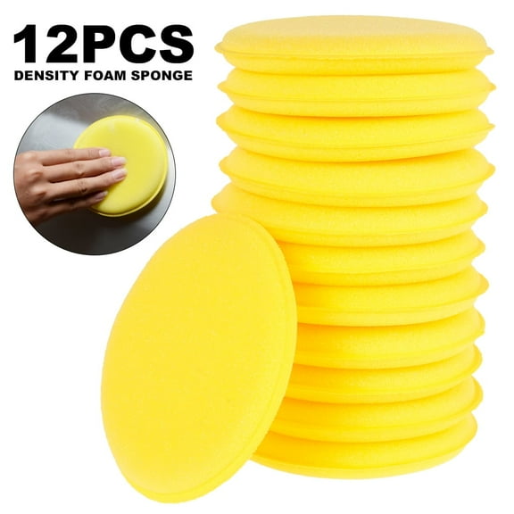 GUSTVE 12Pcs Car Wax Applicator/Round Shaped Sponge/Cars Wax Applicator Foam Sponge Ultra-Soft Cleaning Tool
