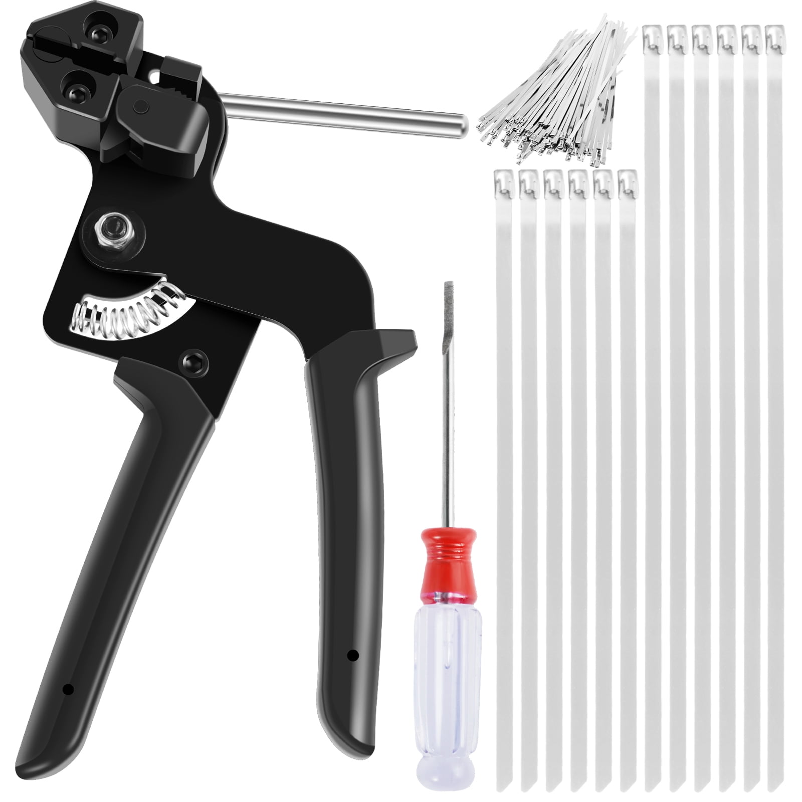 GUSTVE Cable Tie Gun Tool Kit High Carbon Steel Zip Tie Plier Set with