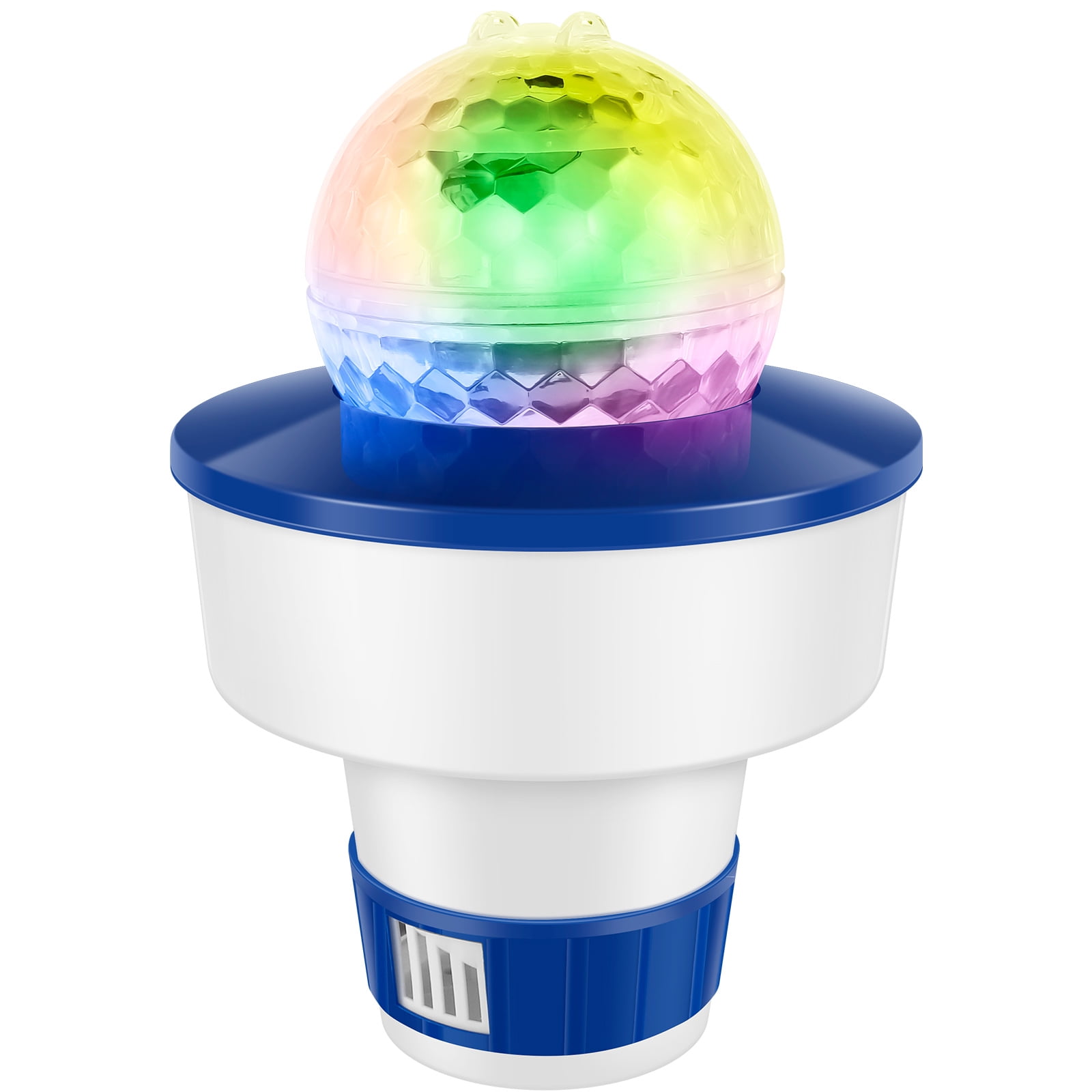 GUSTVE Pool Chlorine Floater with Solar Ball Light Floating Chlorine Dispenser for 3inch