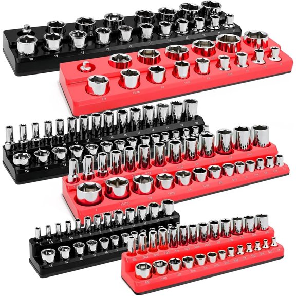 GUTIMORE  Socket Organizer Set, 6 count Socket Holder,1/4", 3/8", 1/2" Metric & SAE  Socket Tools Trays,Holds 143 count Sockets For Tool Box Drawer (Socket not Included)
