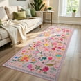 thumbnail image 1 of GUUCHA 2'x6'Area Rugs for Living Room Floral Print Rug Floor Carpet for Bedroom,Pink, 1 of 7