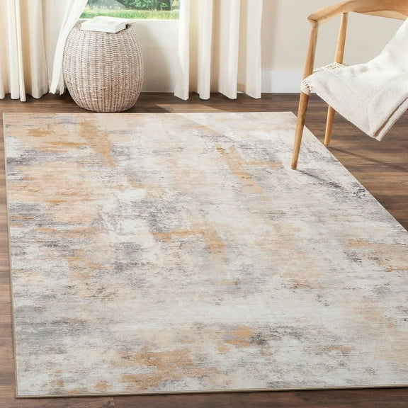 GUUCHA 4'x6'Abstract Rug Living Room Area Rug Soft Carpet for Bedroom,Khaki/Gray