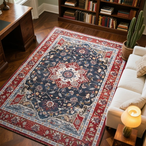 TWINNIS 4'x6'Area Rug Non-Slip Indoor Carpet Soft Rug for Living Room,Red