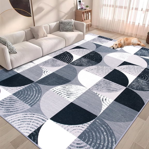 GUUCHA 4'x6'Area Rugs Geometric Boho Rugs for Living Room Bedroom Non-Slip Carpet,Black