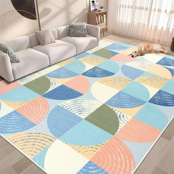 GUUCHA 4'x6'Area Rugs Geometric Boho Rugs for Living Room Bedroom Non-Slip Carpet,Blue