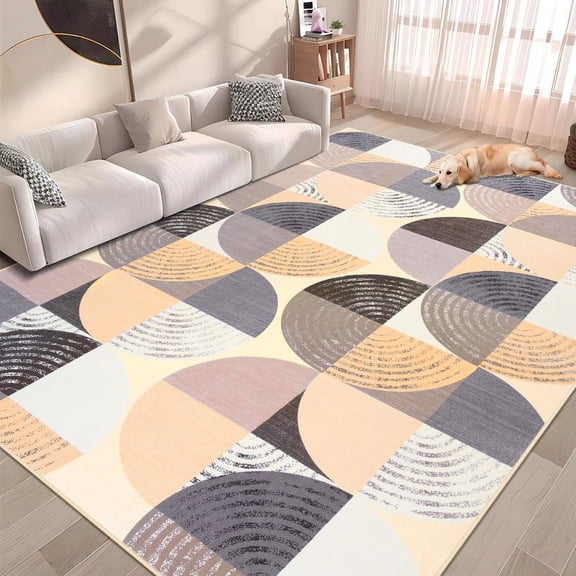 GUUCHA 4'x6'Area Rugs Geometric Boho Rugs for Living Room Bedroom Non-Slip Carpet,Coffee