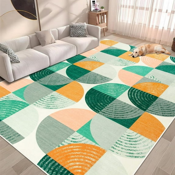 GUUCHA 4'x6'Area Rugs Geometric Boho Rugs for Living Room Bedroom Non-Slip Carpet,Green