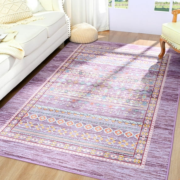 GUUCHA 4x6 Rugs for Living Room Vintage Rug for Bedroom Soft Boho Floor Carpet,Purple