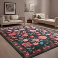 thumbnail image 1 of GUUCHA 6'x9'Area Rugs for Living Room Floral Print Rug Floor Carpet for Bedroom,Black/Red, 1 of 7