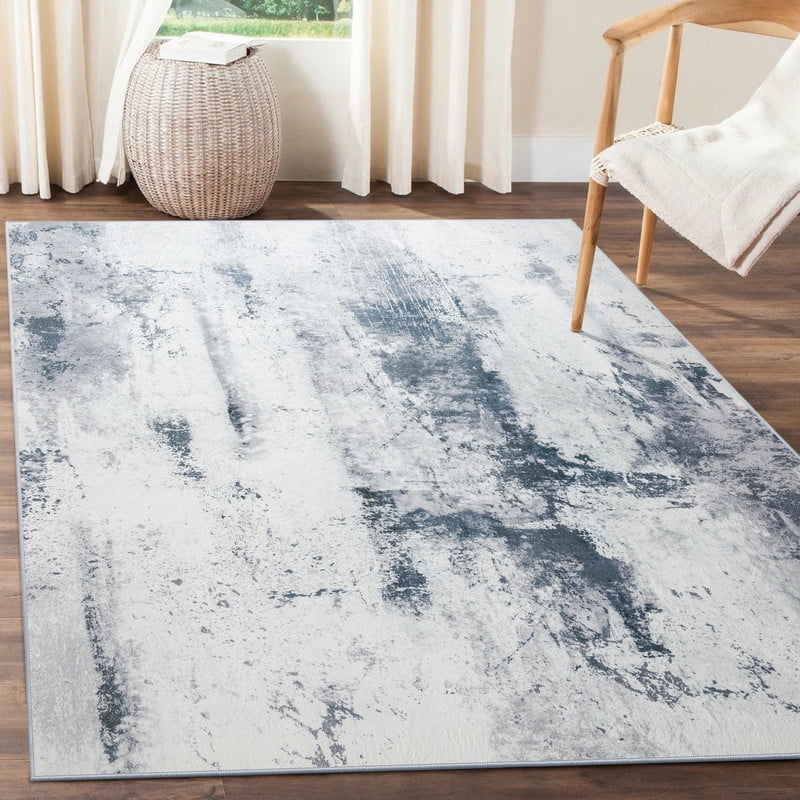 Contemporary Abstract Gray Synthetic 95'' Area Rug