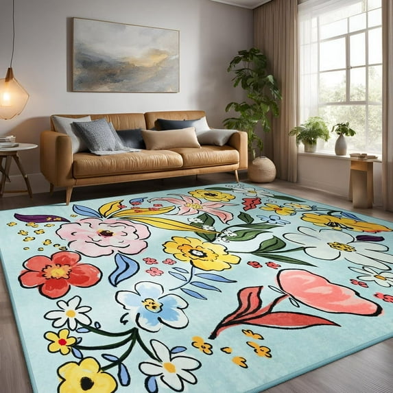 GUUCHA Boho Rugs 4'x6'Rugs for Living Room Vintage Rugs for Bedroom,Green