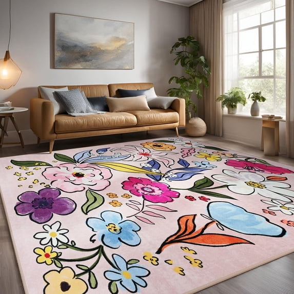 GUUCHA Boho Rugs 6'x9'Rugs for Living Room Vintage Rugs for Bedroom,Pink