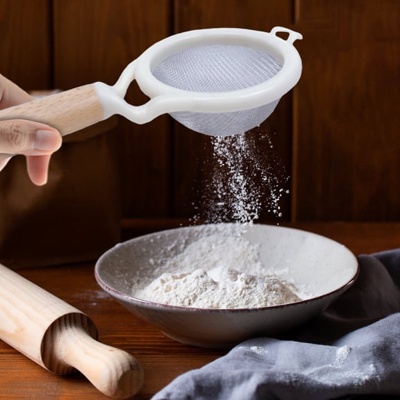 GUUDIE Mesh Strainer with Wooden Handle, 3-Inch, Versatile Kitchen Gadget, for Sifting Baking Ingredients, Straining, and Draining Soups and Sauces