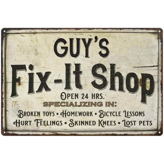 GUY'S Fix-It Shop Sign Grandpa Dad Wall Decor Gift 8x12 Metal 208120006255