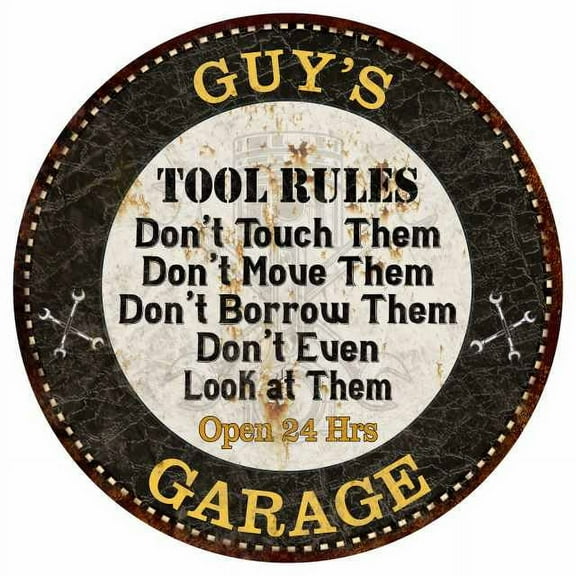 GUY'S Garage Rules 12" Round Metal Sign Garage Bar Wall Dcor 200120013009