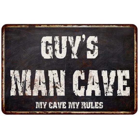 GUY'S Man Cave Black Grunge Sign Home Decor Gift Cave Funny 208120004009