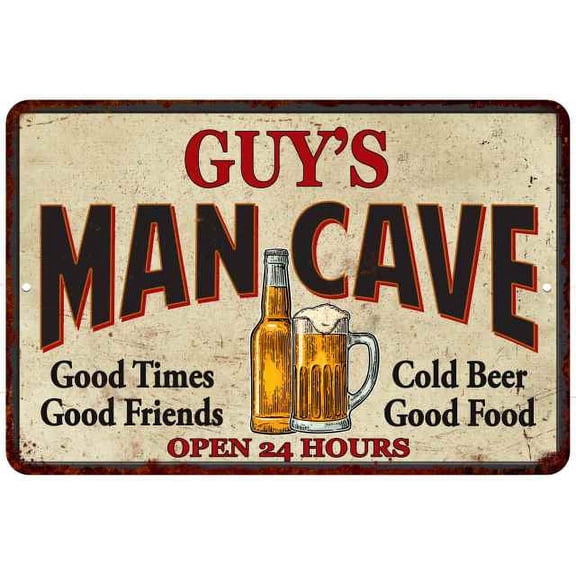 GUY'S Man Cave Gift Metal Sign Wall Decor Gift 12x18 112180011255