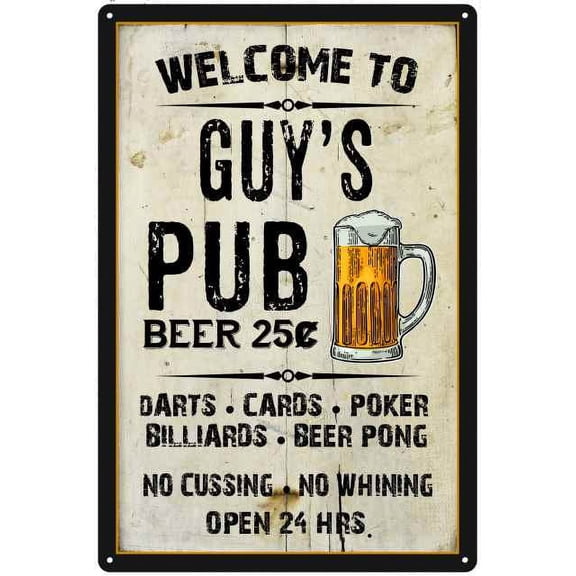 GUY'S Pub Sign Vintage Man Cave Bar 8 x 12 High Gloss Metal 208120028255