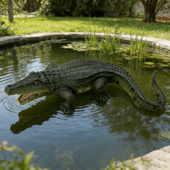 GUYGU 23" Simulated Crocodile Garden Statue, Resin Animal Decor, Indoor/Outdoor Ornament