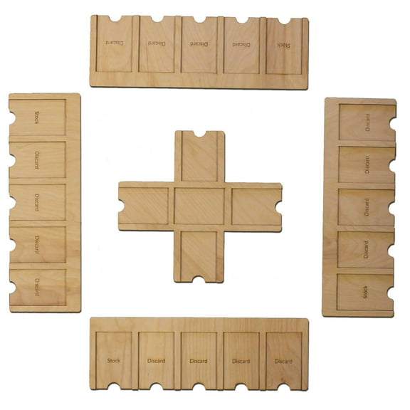 GUYTRENDz Custom SKIPBO Card Game Player Organizers - SKIPBO Game Board - Handmade SKIPBO Gameboard | Complete Set - 4 Player Trays + 1 Center Console | Natural