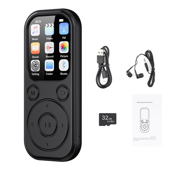 GUYUTING 1.8” Screen MP3 Player with 32GB TF Card Bluetooth 5.4 for Running Fitness Travel Portable Audio Device