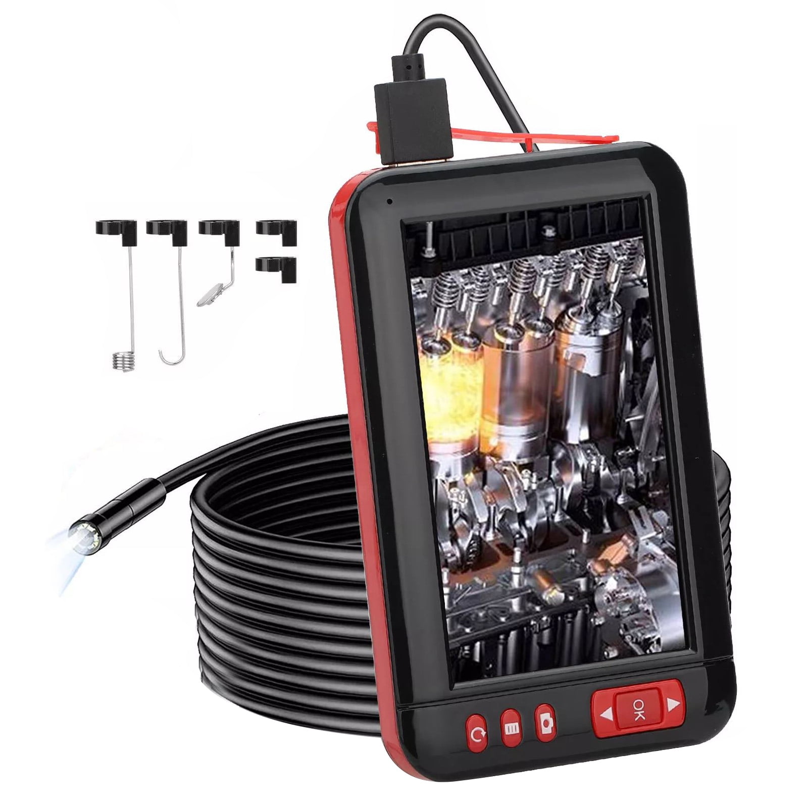 GUYUTING 1080P HD Waterproof Industrial Endoscope 4.3 LCD Screen 8mm 2M Flexible Cable Borescope Inspection Tool