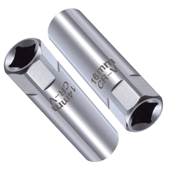GUYUTING 14mm 16mm Spark Plug Socket 3/8 Inch Drive Silver High Contrast Size Markings For Auto Engine Tune Up Ignition Component Service