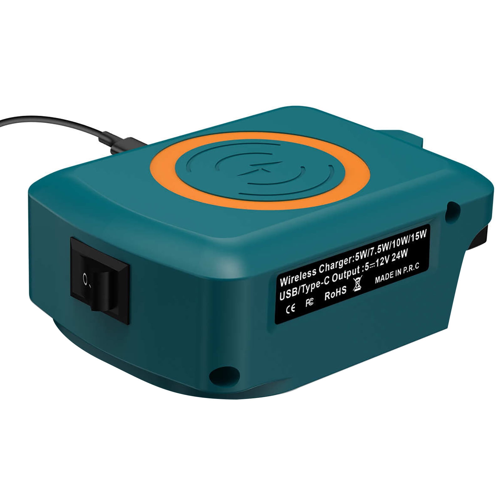 GUYUTING 18V Battery Powered Wireless Charger 15W USB Type C Ports Fast Charging for Phone Samsung Devices for Makita