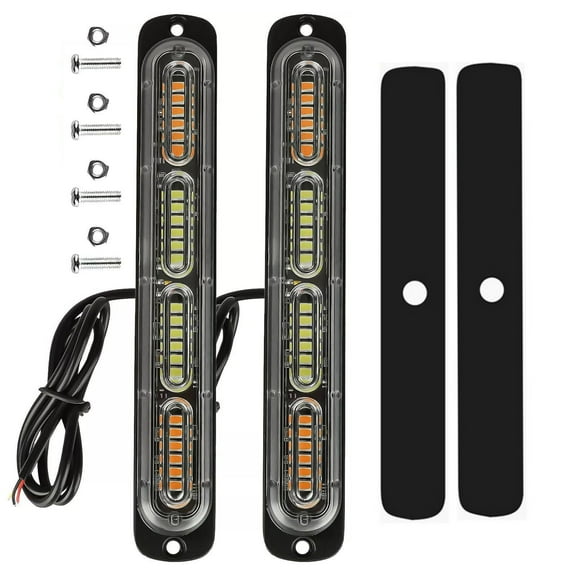 GUYUTING 24 LED Yellow White Strobe Light Bars 12-24V Waterproof For Construction Vehicles & Trucks