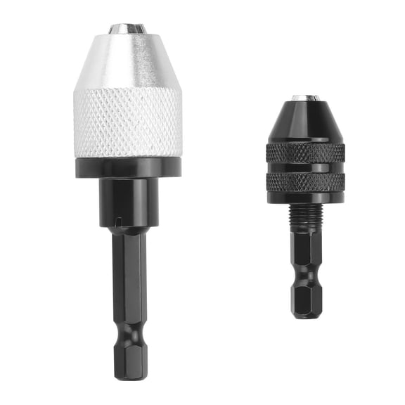 GUYUTING 2PCS Keyless Drill Chucks 1/4 Inch Hex Shank For Power Screwdrivers Drills Silver Clamping Range Aluminum Alloy