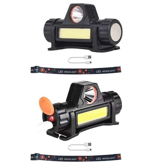 GUYUTING 2PCS LED Headlamp USB Rechargeable Built in Battery for Welding Hiking Night Fishing Caving Waterproof Black Item Design