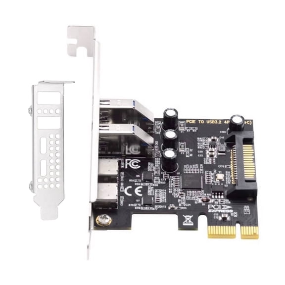 GUYUTING 4 Port USB 3.2 Gen1 PCIe Card 5Gbps 2 USB-A 2 USB-C Ports D720201 Controller for Win XP Win7 Win8 Win10 Linux
