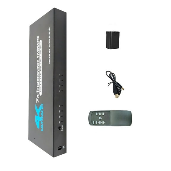GUYUTING 4K HD Switch 7 Ports 60Hz HD 2.0 with IR Remote Auto Switch for Blu-ray Gaming Consoles TV Streaming
